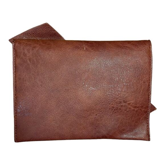 Anthropologie Brown Faux Leather Bow Envelope Clutch - Picture 2 of 7